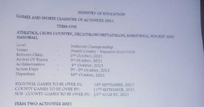 Sports Back: MOE Releases Games and Sports Calendar of activities 2021
