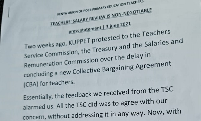 KUPPET’s Press Statement Diminishes Teachers Hopes on the Much-Expected July Salary Review