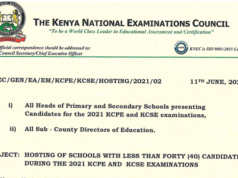 Blow To Sub County Schools: Schools With Less Than 40 Candidates To Take KCPE/KCSE In Other Centres