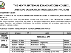 KCPE 2021 Timetable and Instructions To Teachers, Candidates and Supervisors