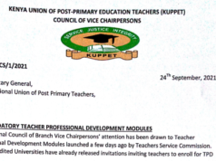 KUPPET Councils Of Chairpersons, Vice chairpersons Reject TPD Module