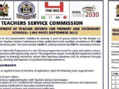 TSC Advertises 1,995 Internship Posts For primary and secondary-Application Procedure