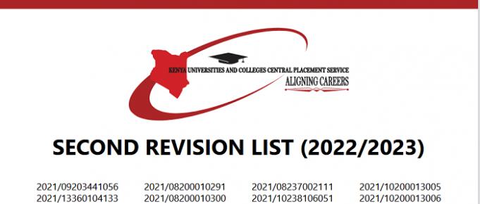KUCCPS Second Revision List For 2022/2023 Applicants-Check Your Index Number Now