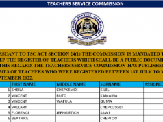 TSC Registers 11,300 Teachers Between July and October-See Full List